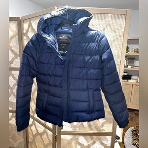 Hollister Dark Blue Quilted Puffer Jacket